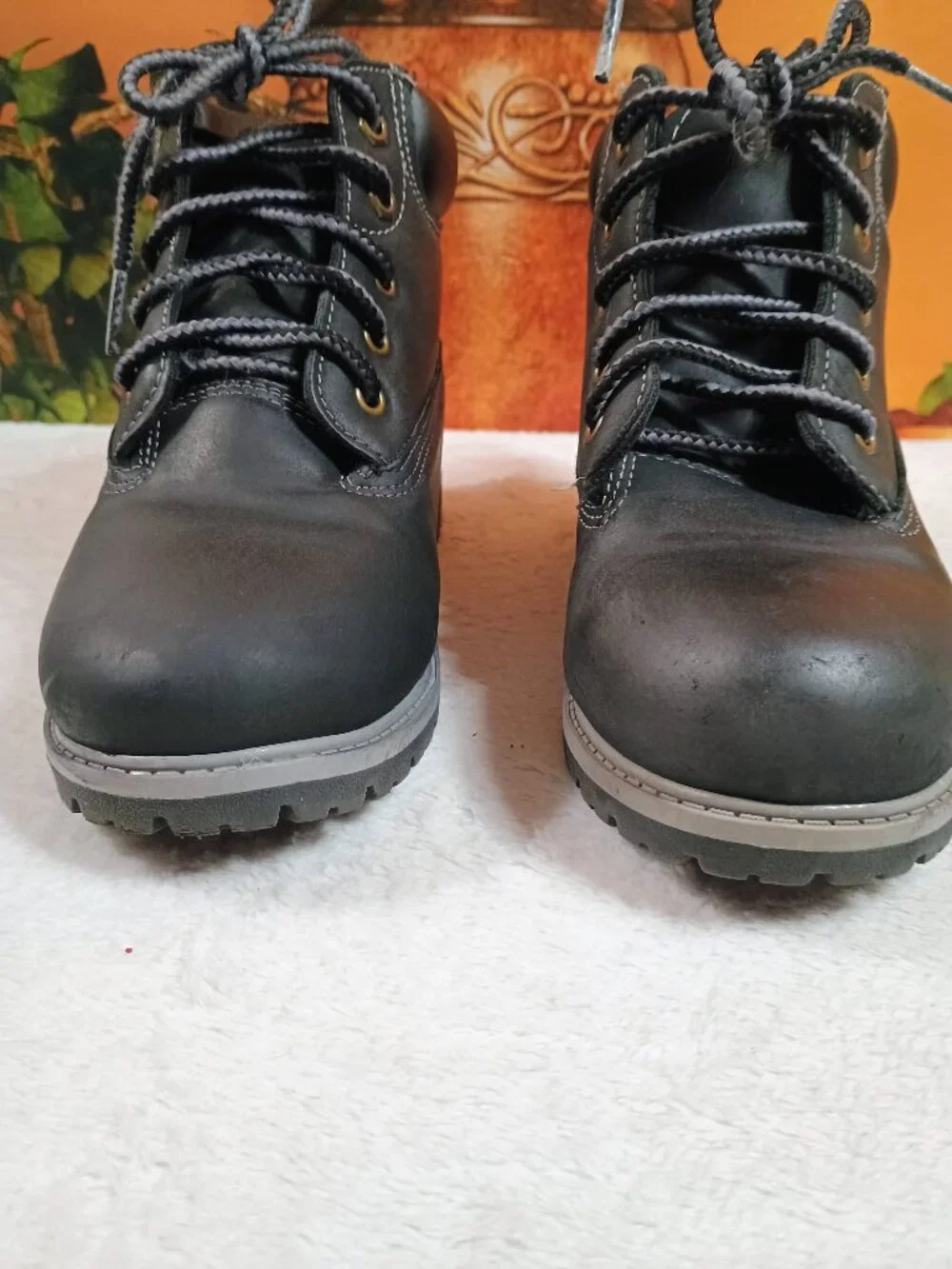 EUC Kids Wonder Nation Sz 13 Black Youth Utility Work Boots Rugged Outdoor Lace